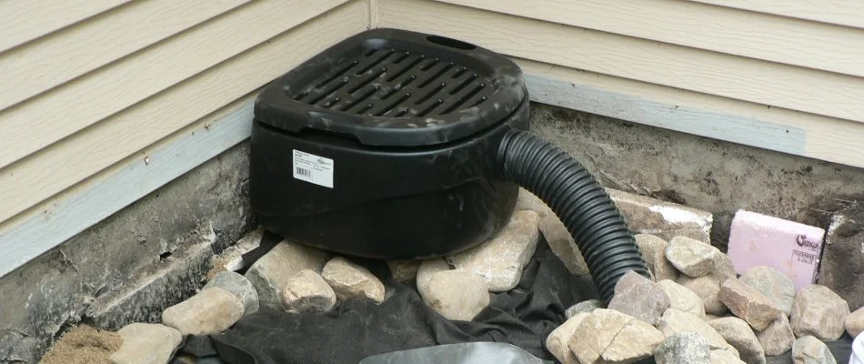 Rainwater downspout collector in Wauwatosa, WI.