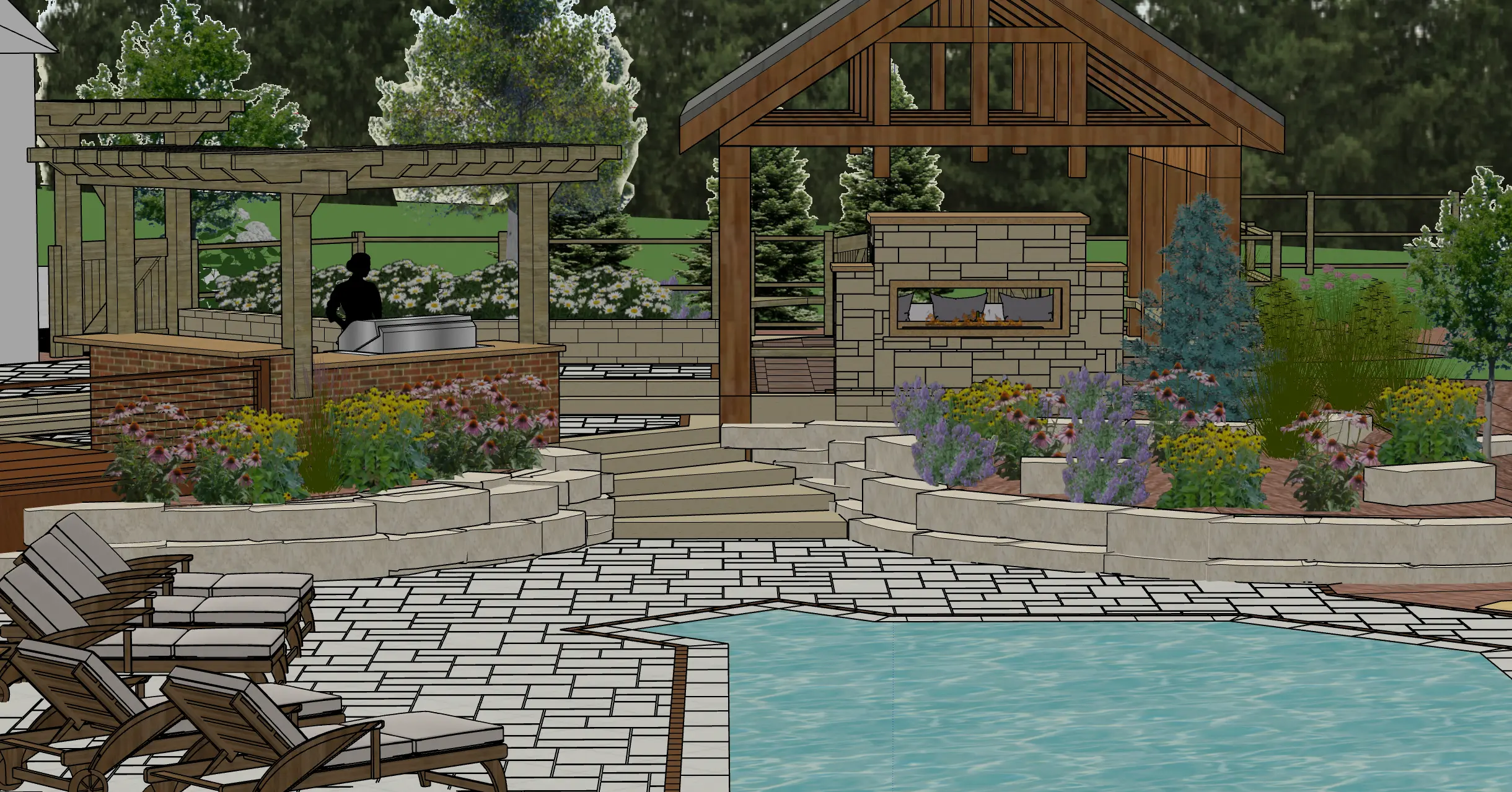 3D design rendering of a landscape in Milwaukee, WI.