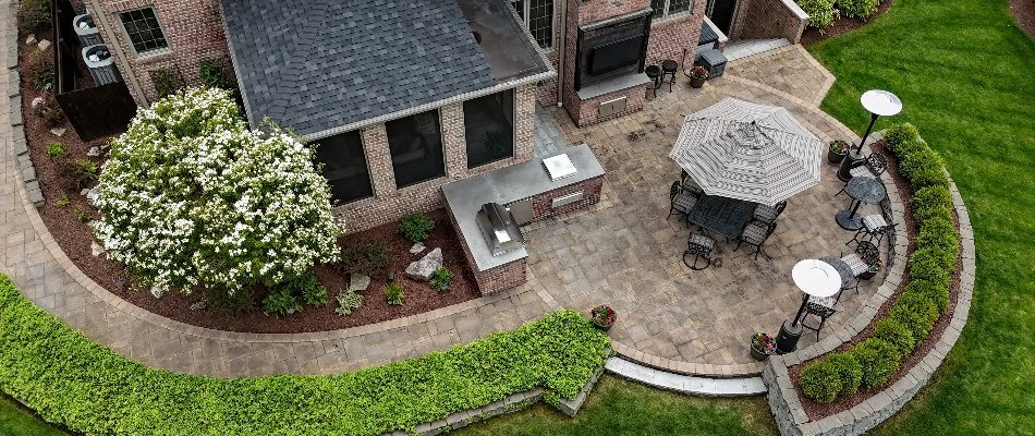 Drone photo of outdoor living space in Milwaukee, WI.