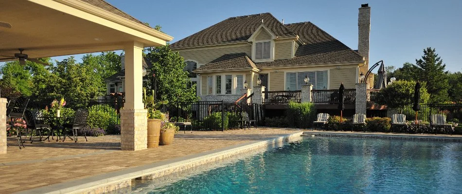 Swimming pool in a backyard in Milwaukee, WI.