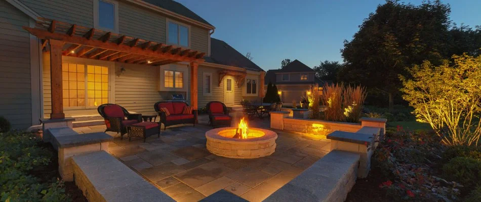 Landscape in Milwaukee, WI, with outdoor lighting.