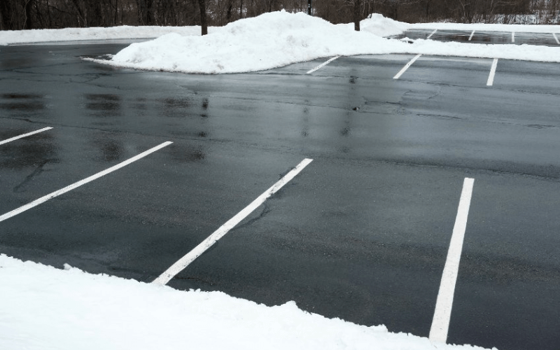 Snow cleared parking lot