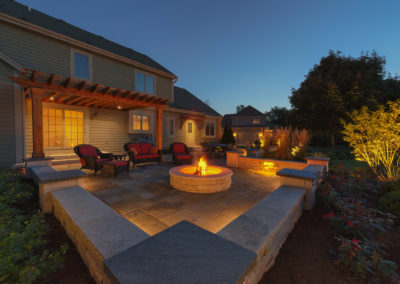 Open fire pit and seating area